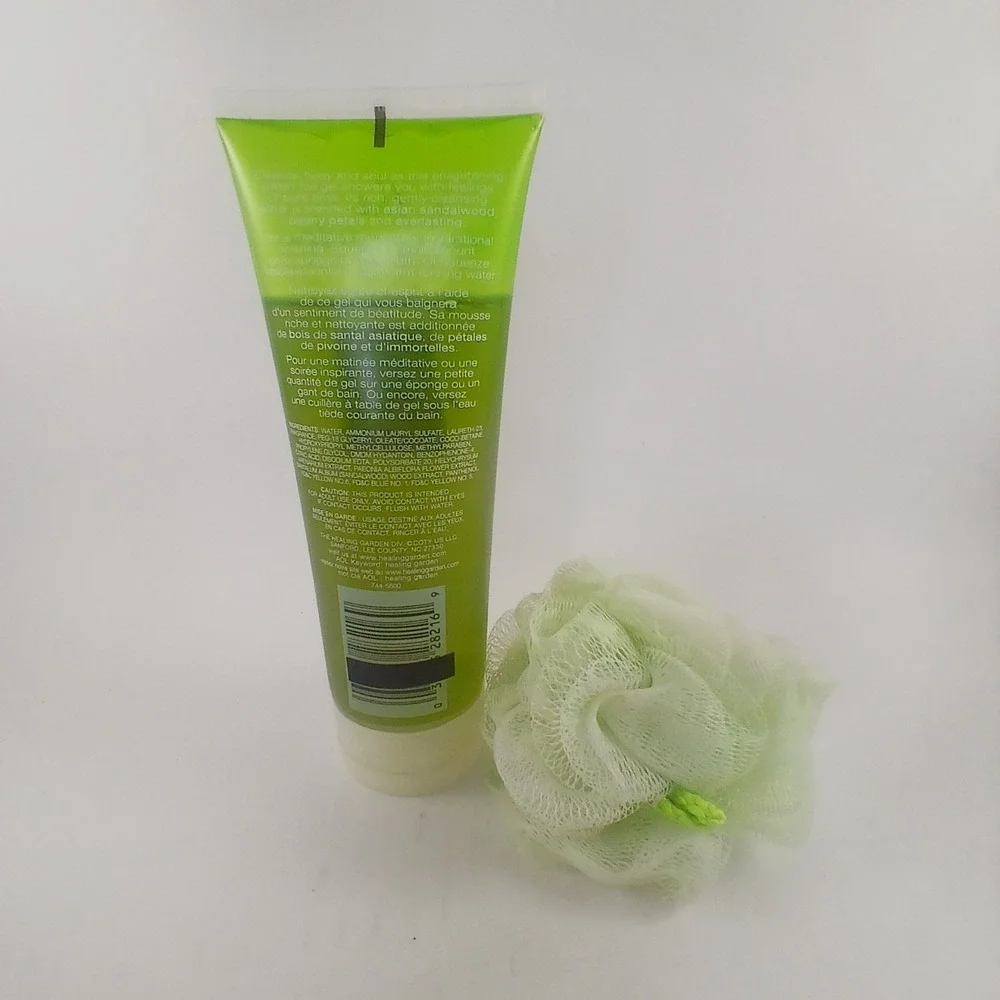 The Healing Garden Tea Teatherapy Soul Cleansing Soothing Shower Gel Body W/Poof